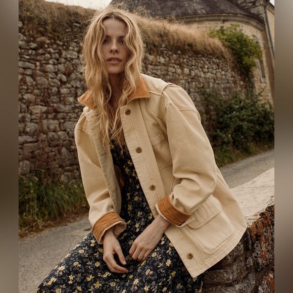 Doen Jackets & Blazers - Doen Cream and Tan Utility Jacket